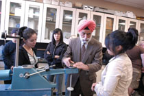 Hands on learning: Professor of Civil Engineering Sukhamander Sing introduces students to new concepts.