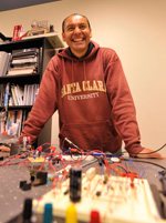 The cool factor: Sergio Escobar Vargas in his SCU lab. Photo by Charles Barry