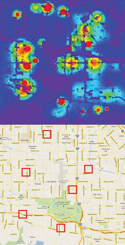 Hot spots: Not just where crime has been, but where it's likely to occur next.