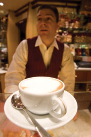 Un buon caffè: Diego Ballarin plus an excellent cappuccino Photo: Roger Paperno