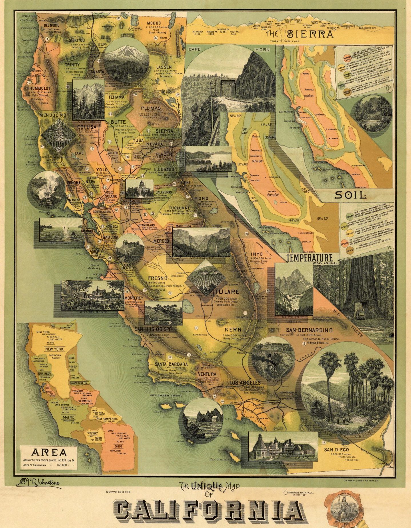 map of California geography, temperature, soil