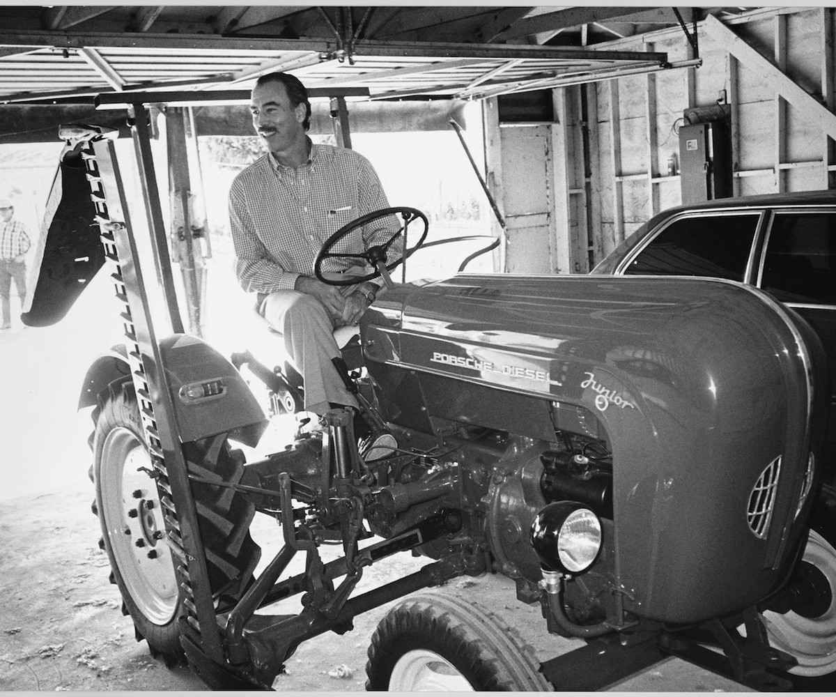 Michael Mondavi on a tractor