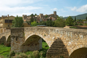 Pont Vell (the Old Bridge) And The Fortress Of Montblanc Town, Catalonia, Spain
