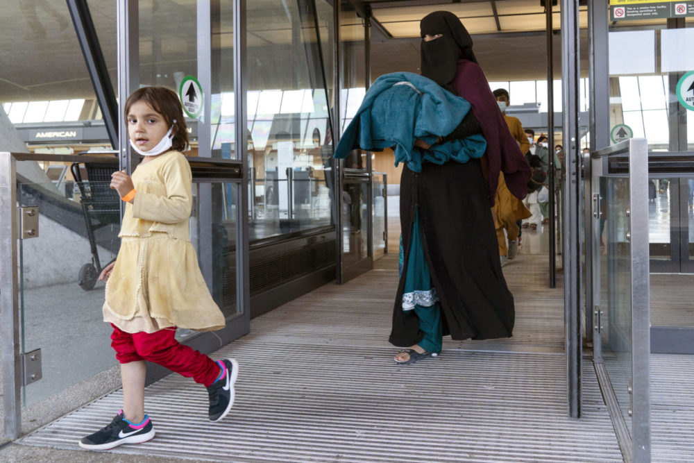 Afghanistan refugees arriving at Dulles Airport 9/3/21. Photo courtesy AP