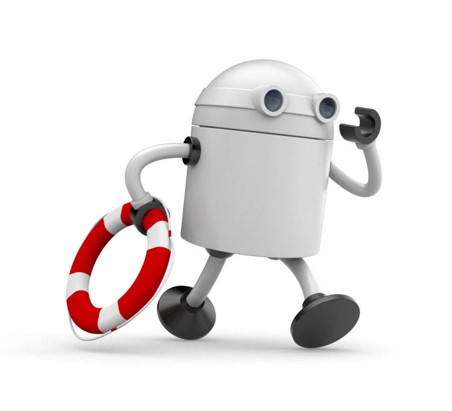 The,robot,hurries,to,help.,3d,illustration
