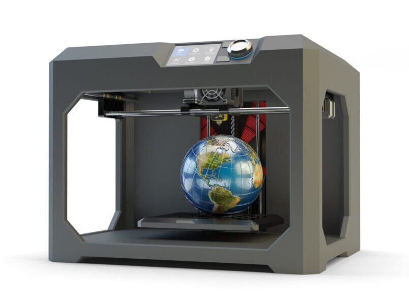 A globe in a 3D printer