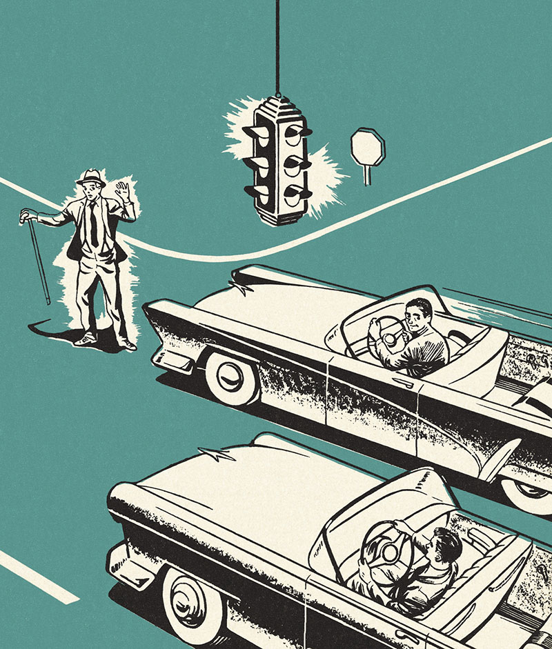 Pedestrian About To Be Hit By A Distracted Driver